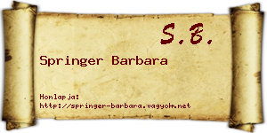 Springer Barbara névjegykártya